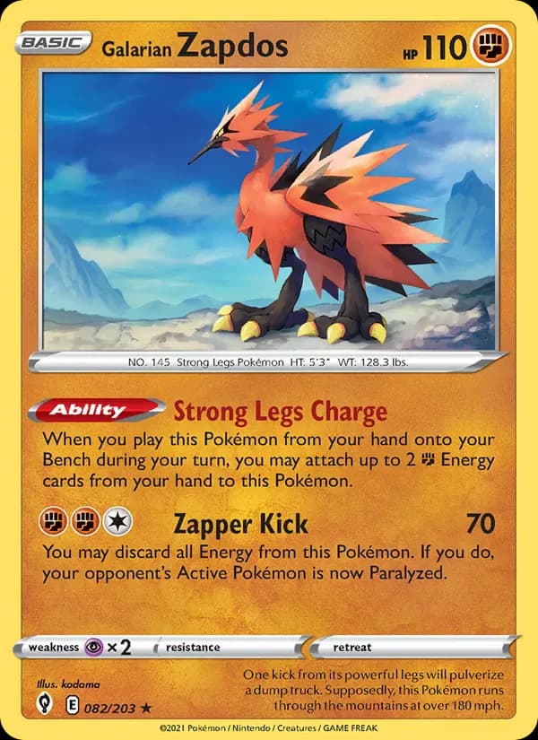 Galarian Zapdos 82/203 from Evolving Skies