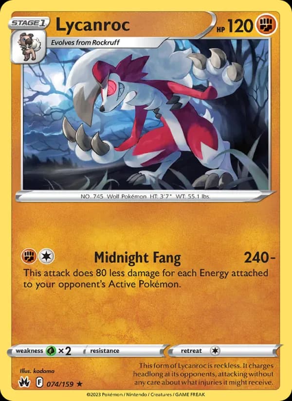 Lycanroc 074/159 from Crown Zenith