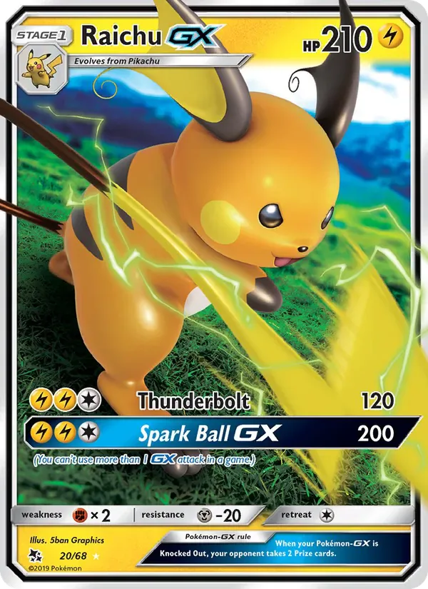 Raichu GX 20/68 from Hidden Fates
