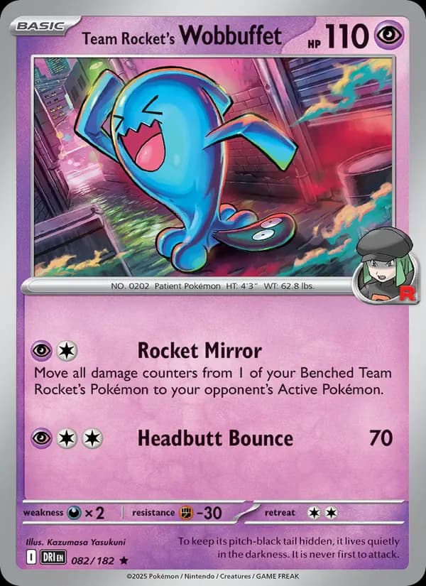 Team Rocket's Wobbuffet 082/182 from Destined Rivals