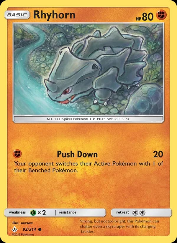Rhyhorn 92/214 from Unbroken Bonds