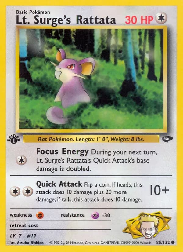 Lt. Surge's Rattata 85/132 from Gym Challenge