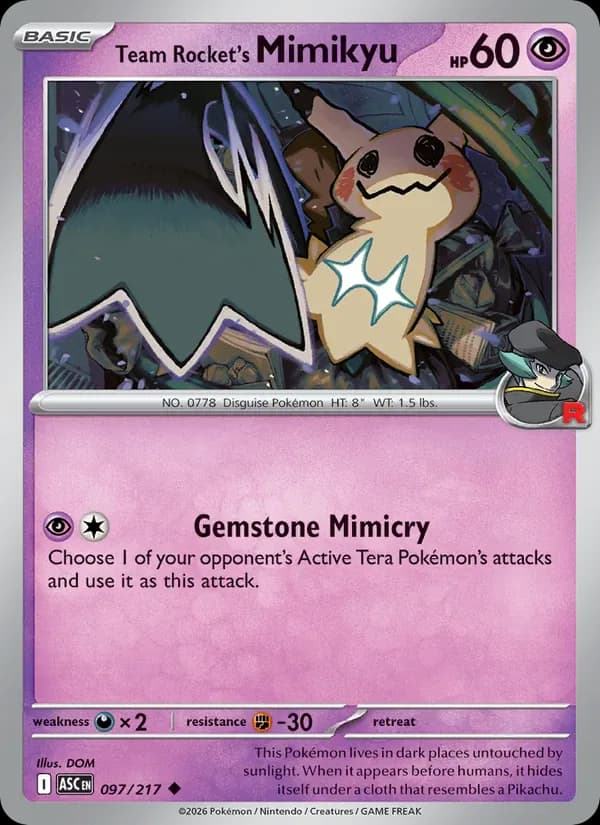 Team Rocket's Mimikyu 097/217 from Ascended Heroes