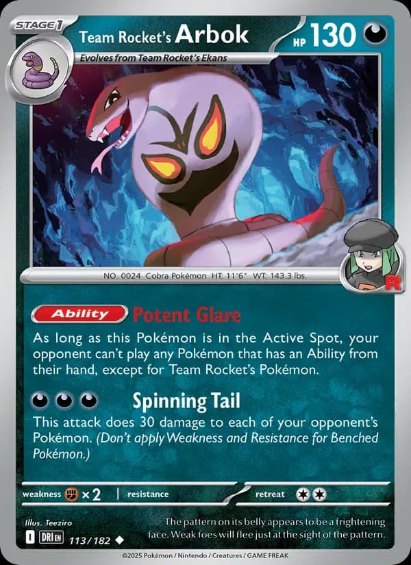 Team Rocket's Arbok 113/182 from Destined Rivals