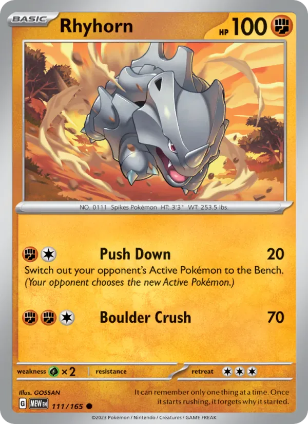 Rhyhorn 111/165 from Pokemon 151