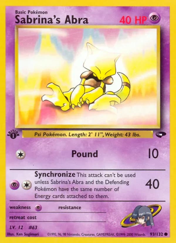 Sabrina's Abra 93/132 from Gym Challenge