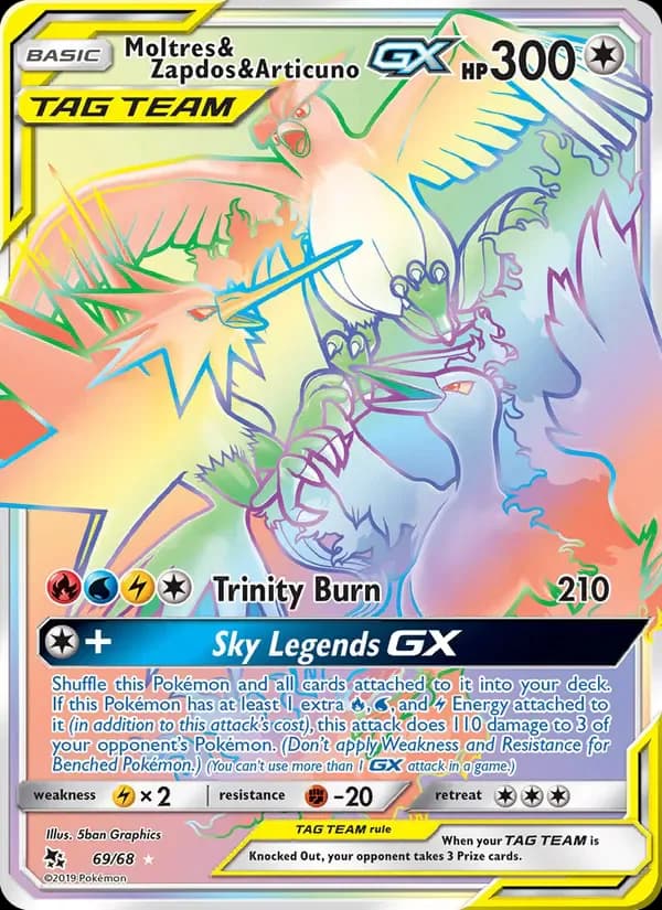 Moltres & Zapdos & Articuno GX 69/68 from Hidden Fates