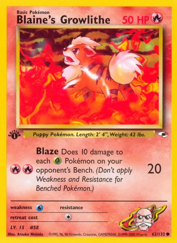 Blaine's Growlithe 62/132 from Gym Heroes