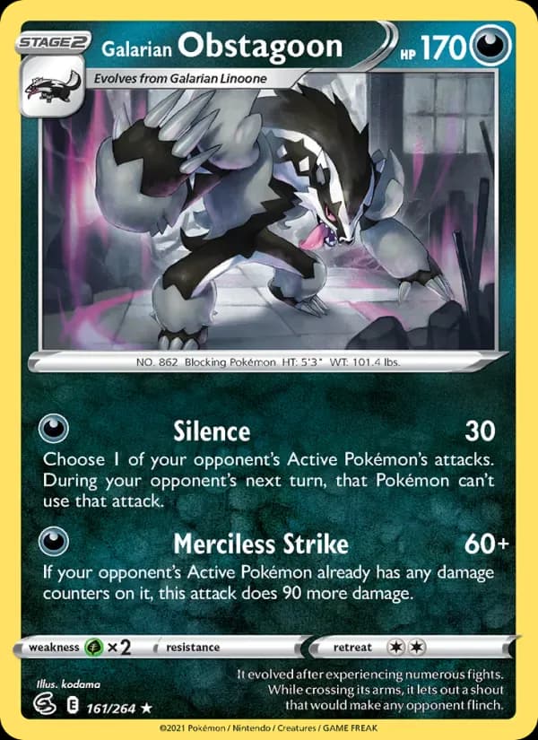 Galarian Obstagoon 161/264 from Fusion Strike