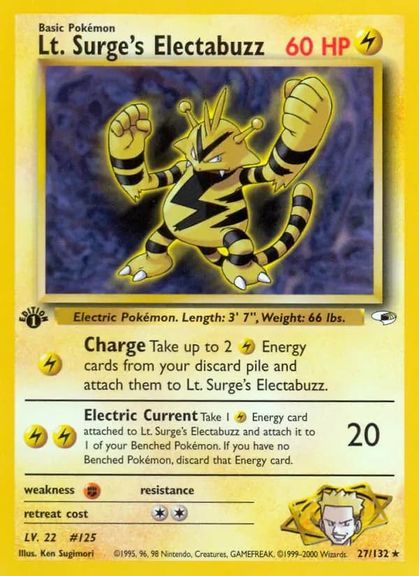 Lt. Surge's Electabuzz 27/132 from Gym Heroes