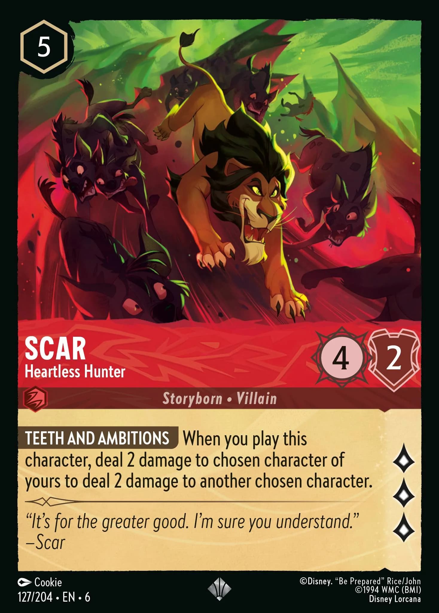 Scar - Heartless Hunter 127/204 from Azurite Sea