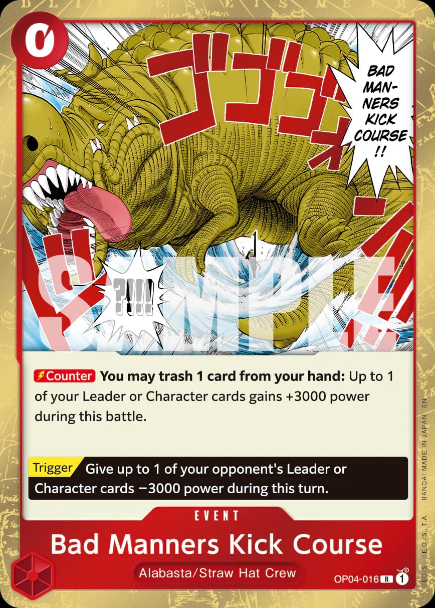 Bad Manners Kick Course OP04-016 Official alternate printing r1