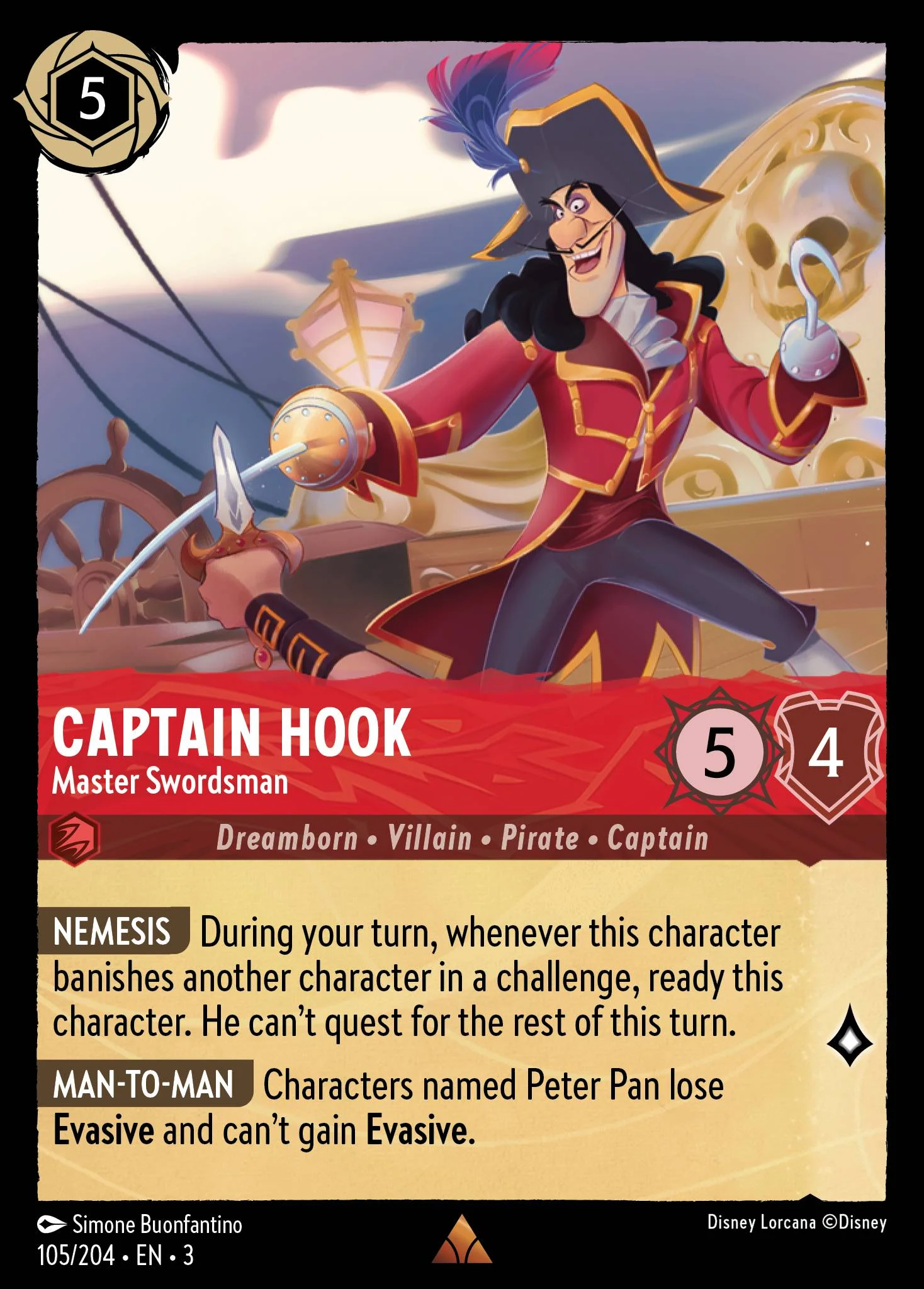 Captain Hook - Master Swordsman 105/204 from Into the Inklands