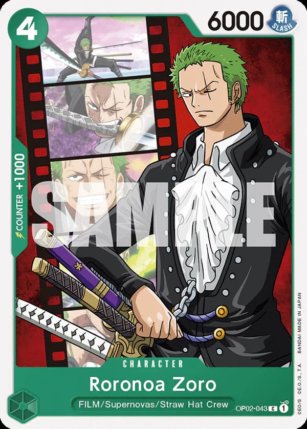 Roronoa Zoro OP02-043 Official alternate printing 1