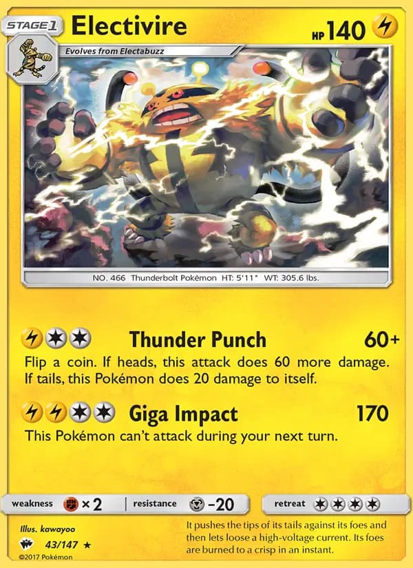 Electivire 43/147 from Burning Shadows