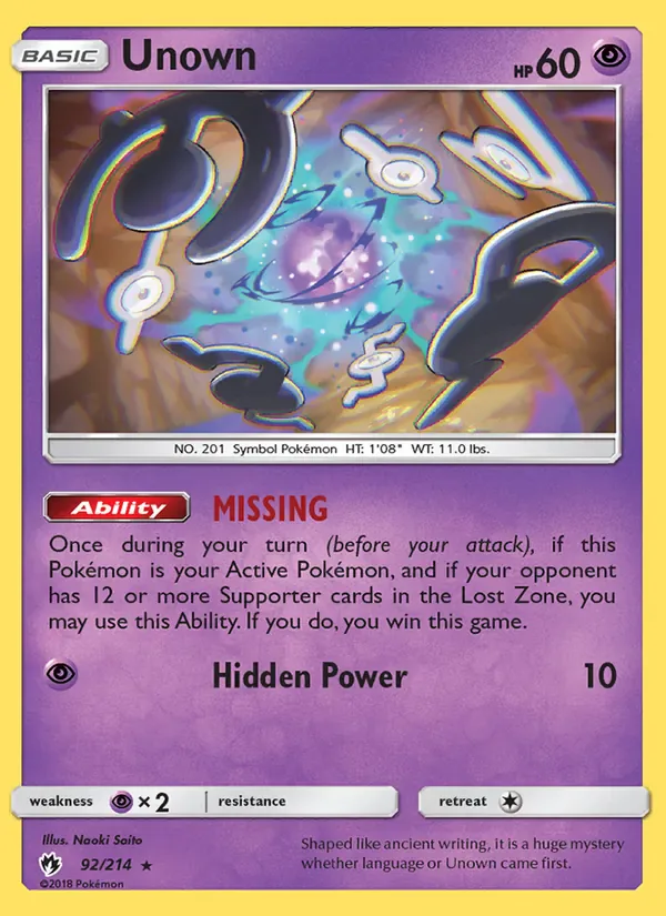 Unown 92/214 from Lost Thunder