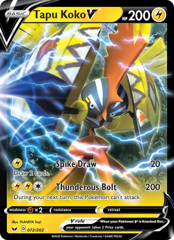 Tapu Koko V 72/202 from Sword & Shield