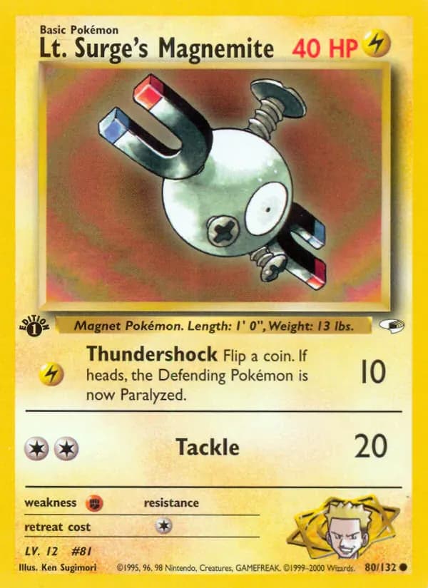 Lt. Surge's Magnemite 80/132 from Gym Heroes