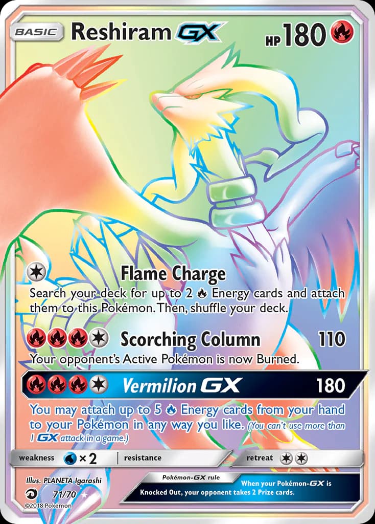 Reshiram GX 71/70 from Dragon Majesty