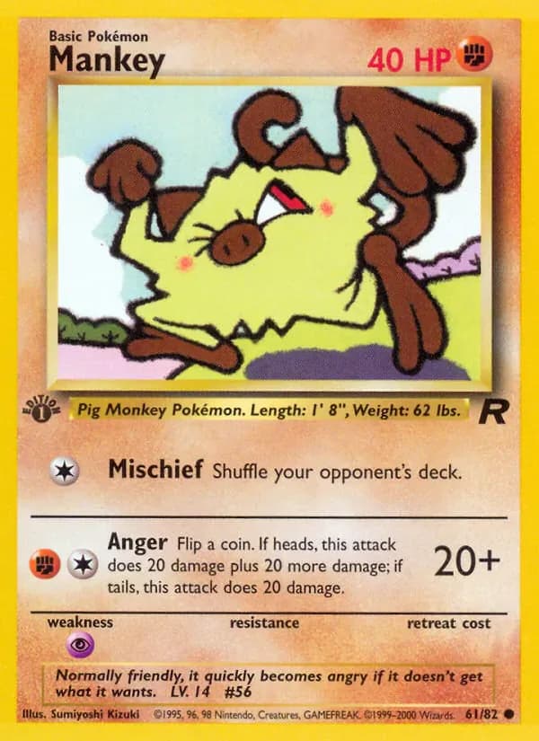 Mankey 61/82 from Team Rocket