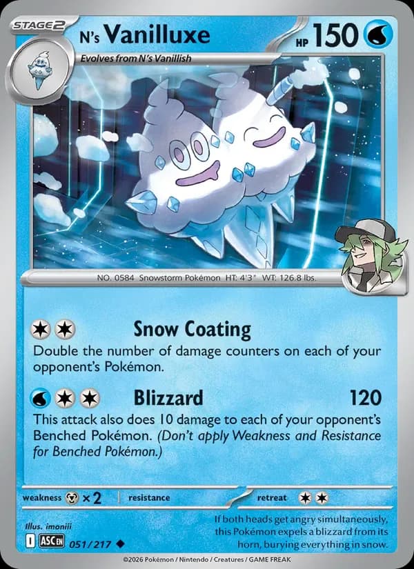 N's Vanilluxe 051/217 from Ascended Heroes