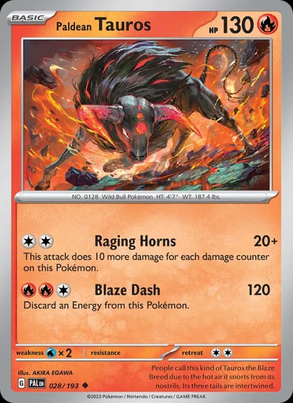Paldean Tauros 028/193 from Paldea Evolved
