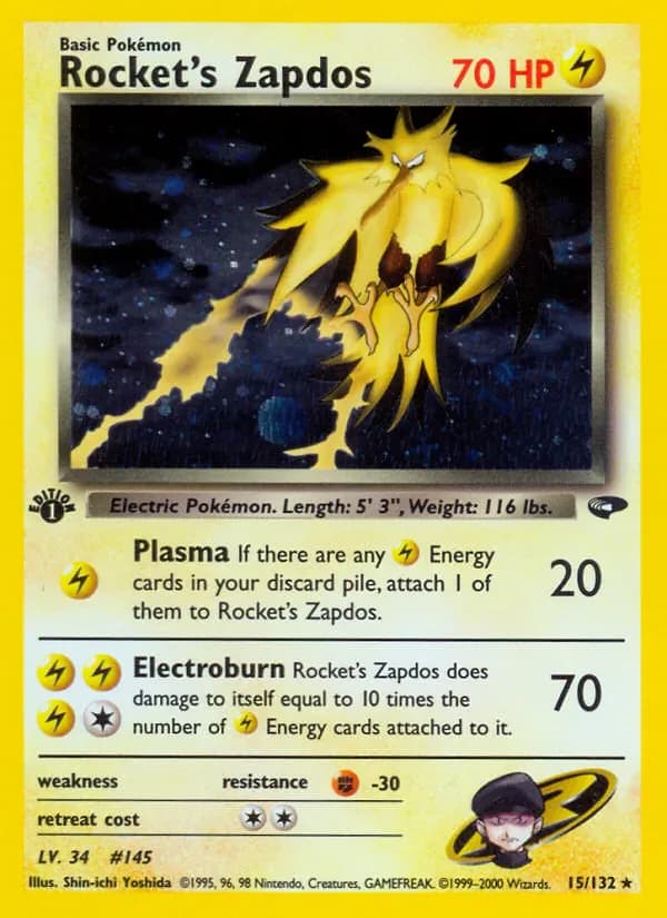 Rocket's Zapdos 15/132 from Gym Challenge