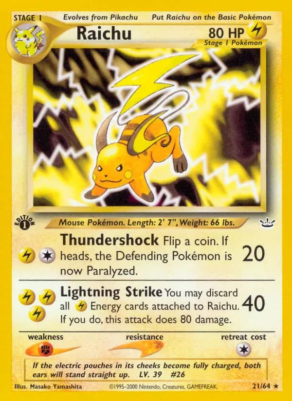 Raichu 21/64 from Neo Revelation