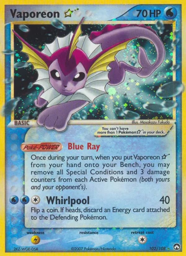 Vaporeon ☆ 102/108 from EX Power Keepers