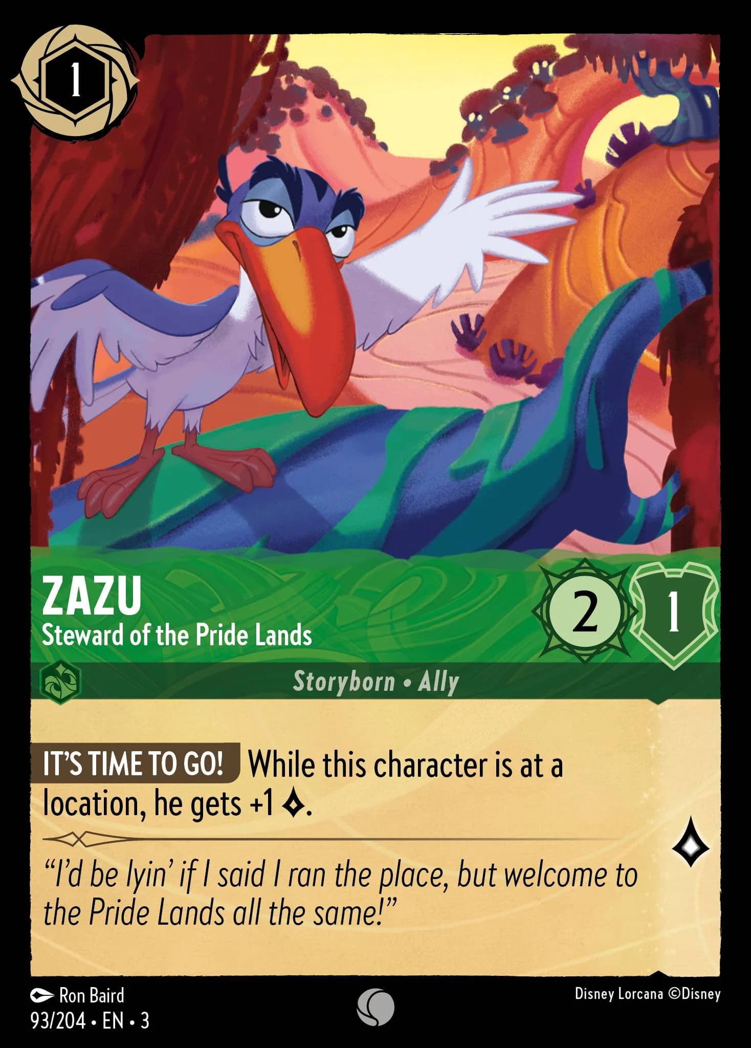 Zazu - Steward of the Pride Lands 93/204 from Into the Inklands