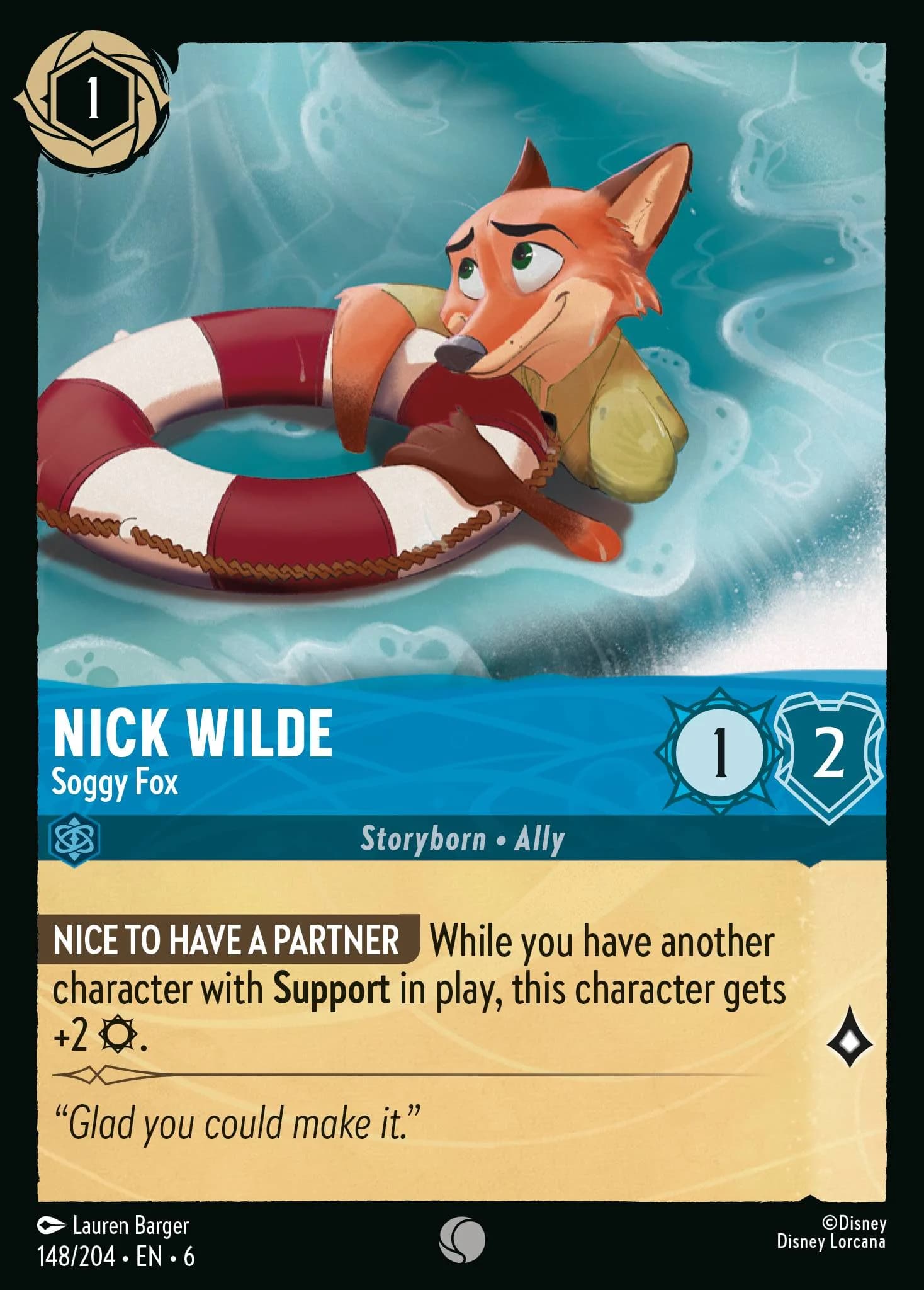 Nick Wilde - Soggy Fox 148/204 from Azurite Sea