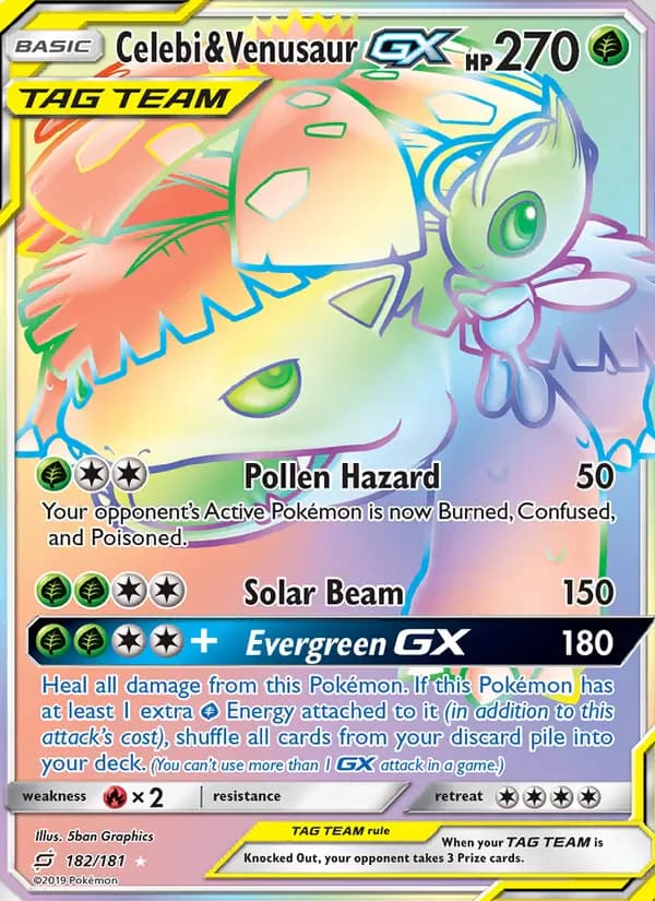 Celebi & Venusaur GX 182/181 from Team Up