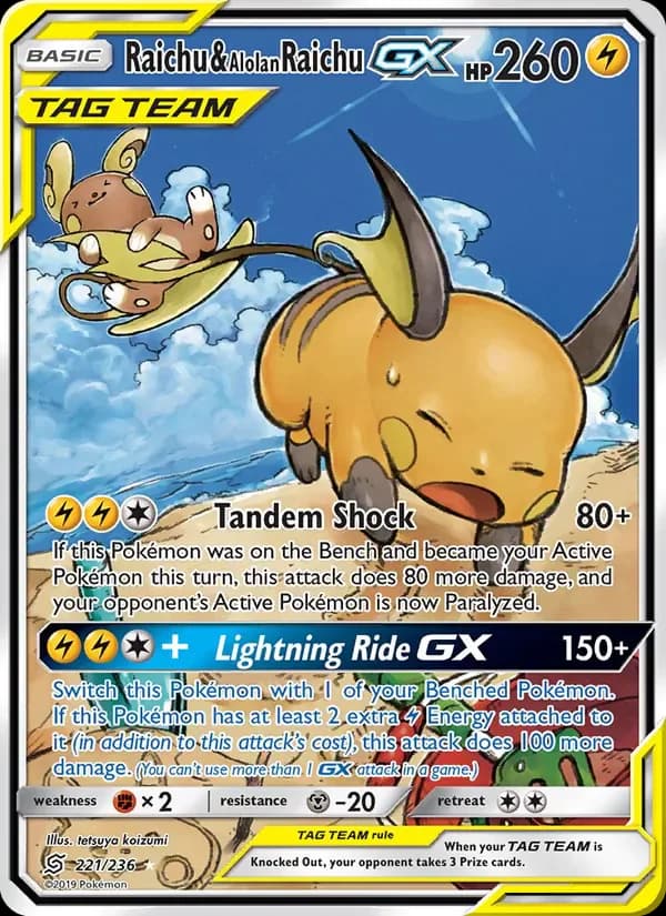 Raichu & Alolan Raichu GX 221/236 from Unified Minds