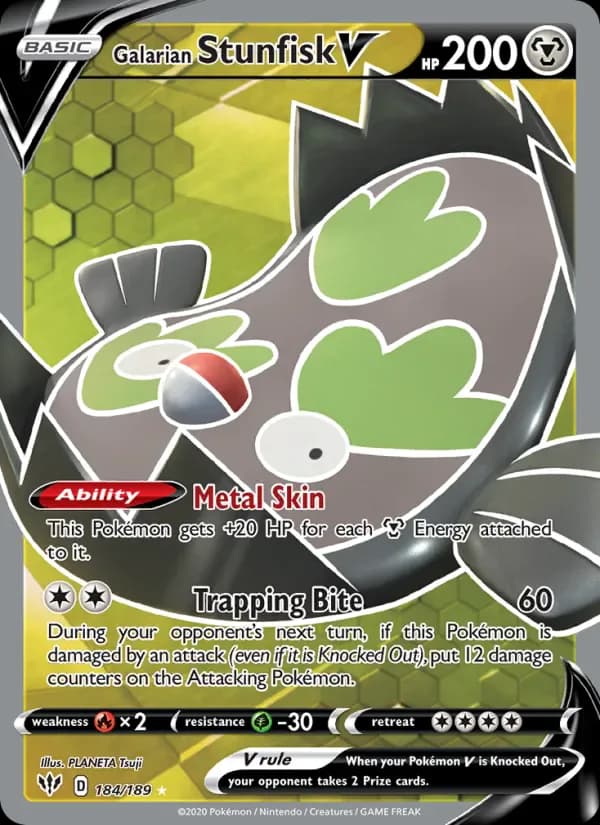 Galarian Stunfisk V 184/189 from Darkness Ablaze