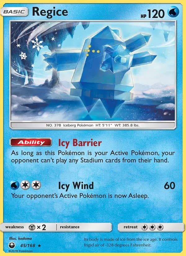 Regice 45/168 from Celestial Storm