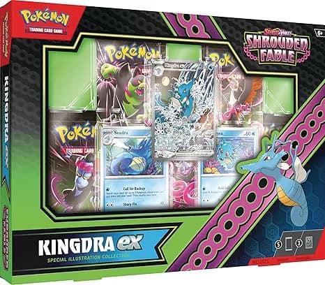 Pokemon Shrouded Fable Kingdra ex Greninja ex Special Illustration Box – Includes 5 Boosters and Promo Evolution Line Cards