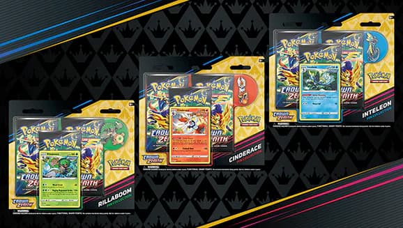 Pokemon TCG: Crown Zenith Rillaboom, Cinderace, or Inteleon Pin Collection