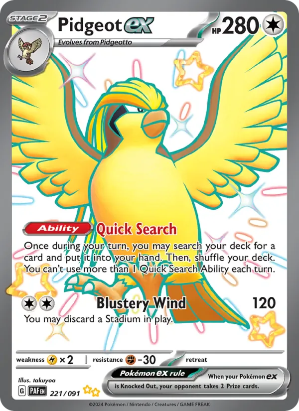 Pidgeot ex 221/91 from Paldean Fates