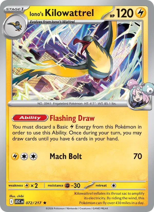 Iono's Kilowattrel 072/217 from Ascended Heroes