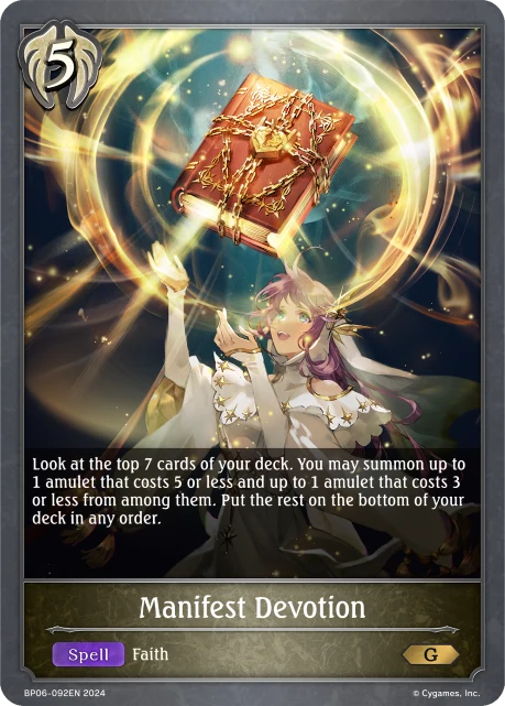 Manifest Devotion BP06-092EN Shadowverse: Evolve card