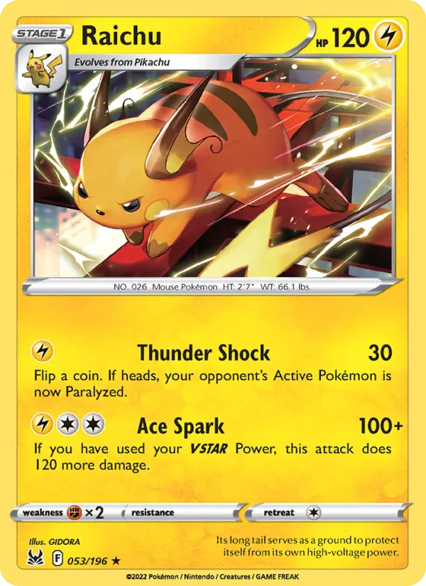 Raichu 053/196 from Lost Origin