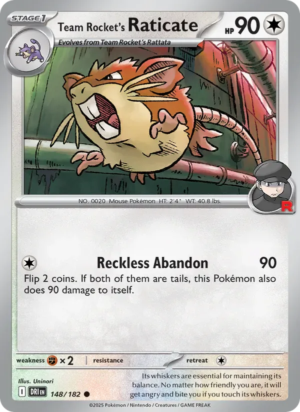 Team Rocket's Raticate 148/182 from Destined Rivals