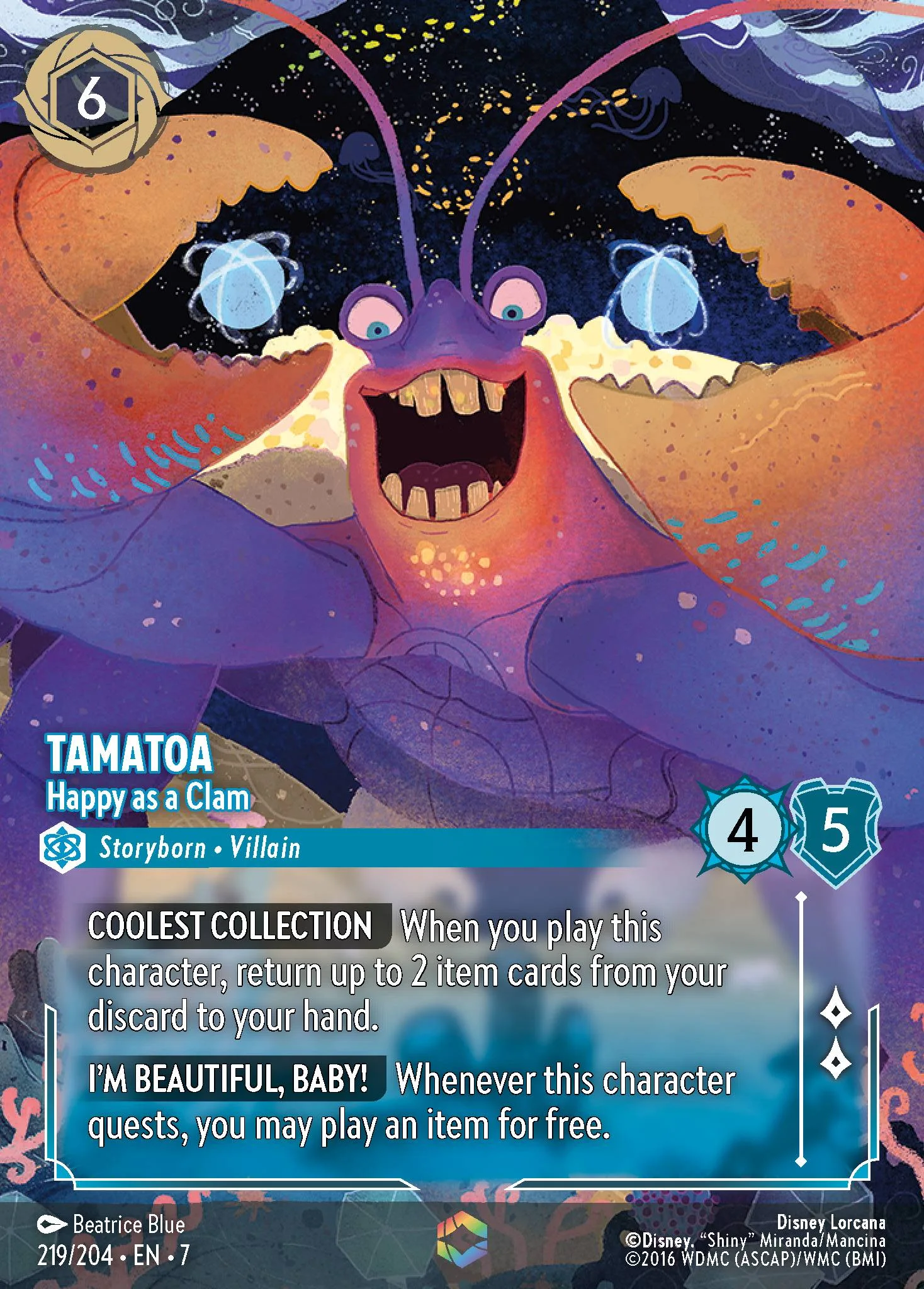 Tamatoa - Happy as a Clam 219/204 from Archazia's Island