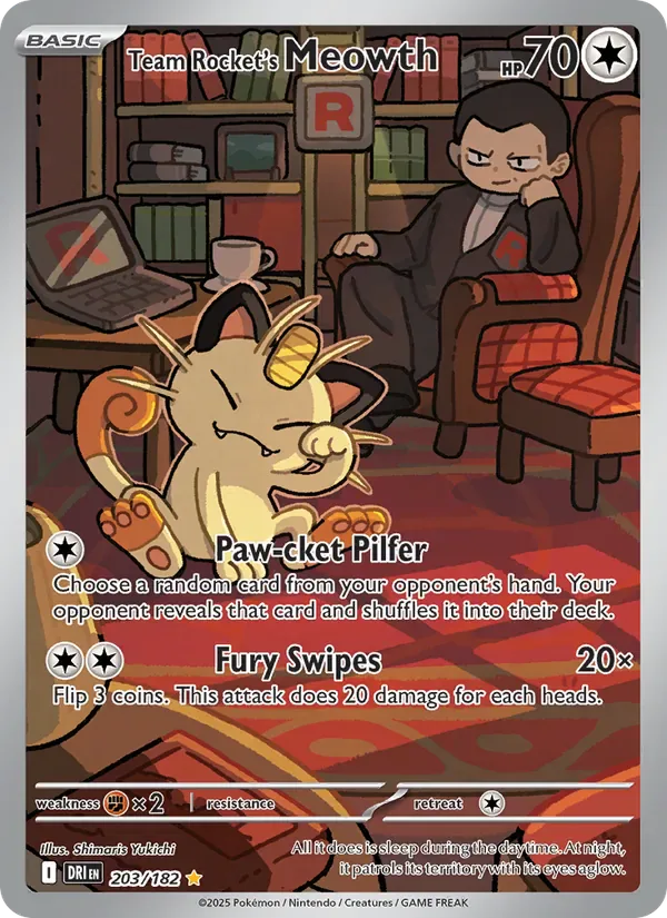 Team Rocket's Meowth 203/182 from Destined Rivals