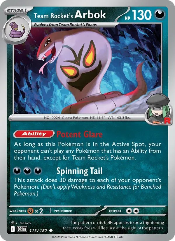 Team Rocket's Arbok 113/182 from Destined Rivals