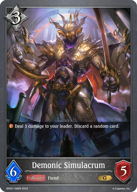 Demonic Simulacrum BP02-106EN Shadowverse: Evolve card