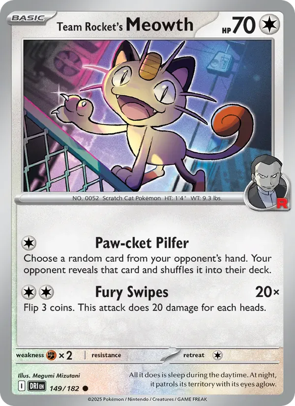Team Rocket's Meowth 149/182 from Destined Rivals