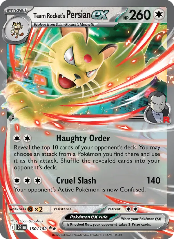 Team Rocket's Persian ex 150/182 from Destined Rivals