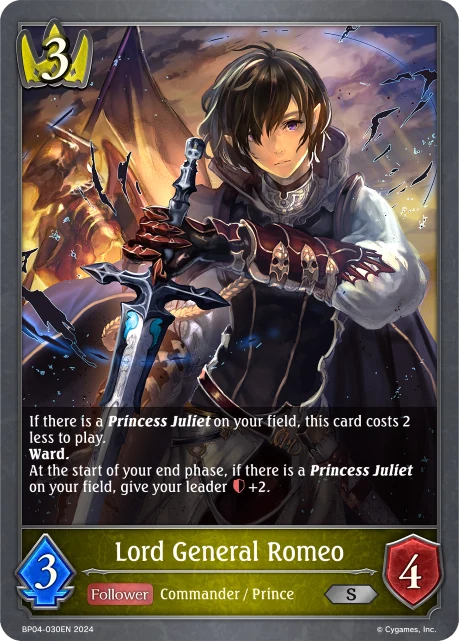 Lord General Romeo BP04-030EN Shadowverse: Evolve card