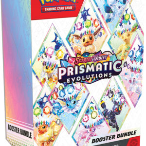 Prismatic Evolutions Booster Bundle featuring six Pokémon TCG Scarlet & Violet packs.
